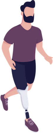 Man with artificial leg running  Illustration