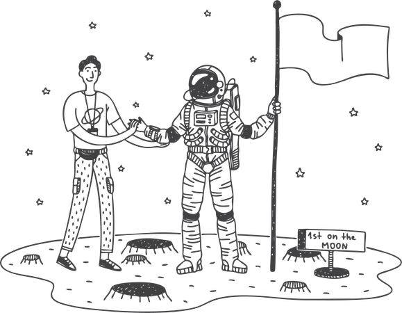 Man with astronaut  Illustration