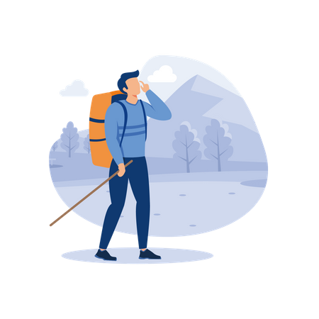 Man with backpack Illustration