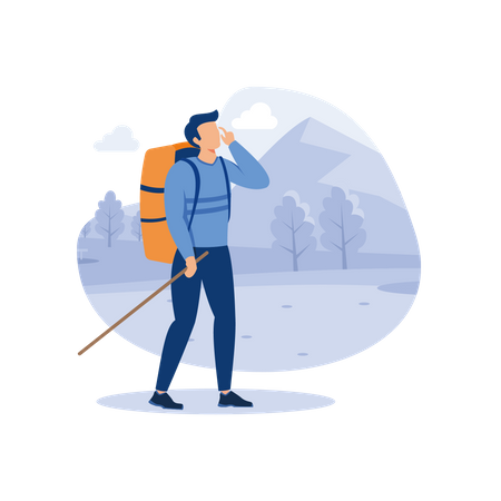 Man with backpack  Illustration