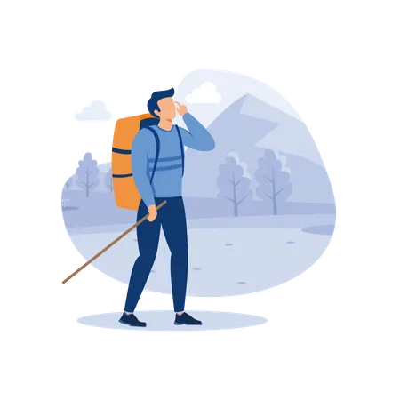 Man with backpack  Illustration