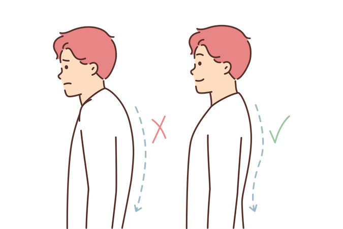 Man with bad body posture  Illustration