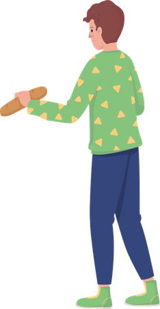 Man with baguette Illustration