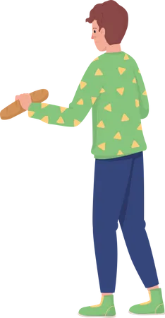 Man with baguette  Illustration