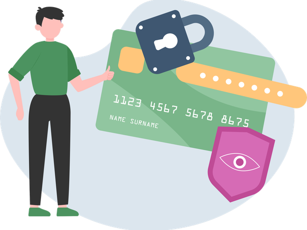Man with Bank Card Security  Illustration