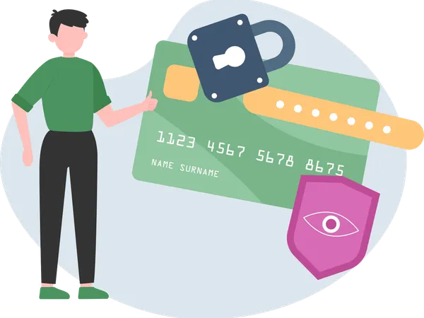 Man with Bank Card Security  Illustration