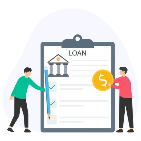 Man with Bank Loan Agreement  Illustration