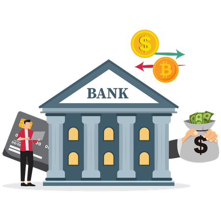 Man with Banking Services Overview  Illustration