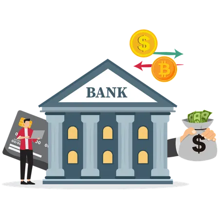 Man with Banking Services Overview  Illustration