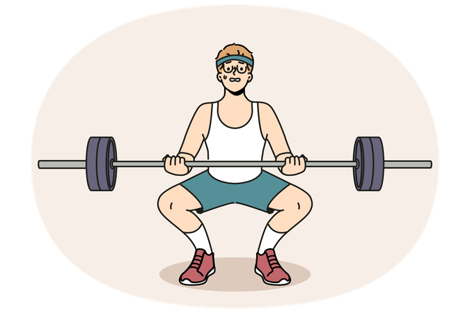 Man with barbell in gym  Illustration