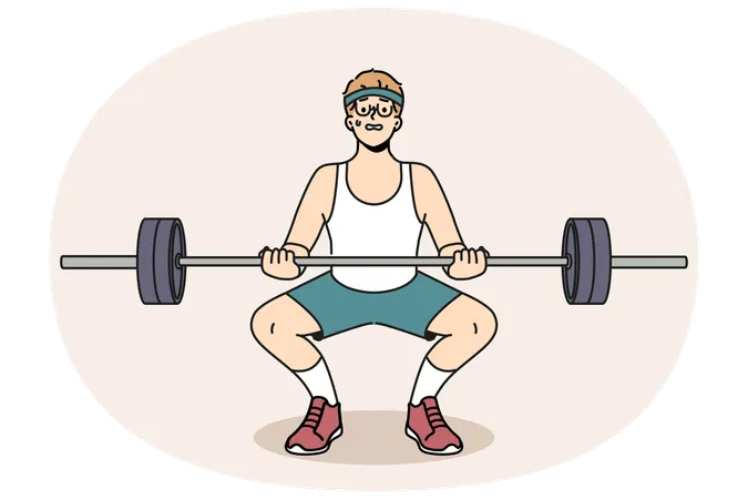 Man with barbell in gym  Illustration