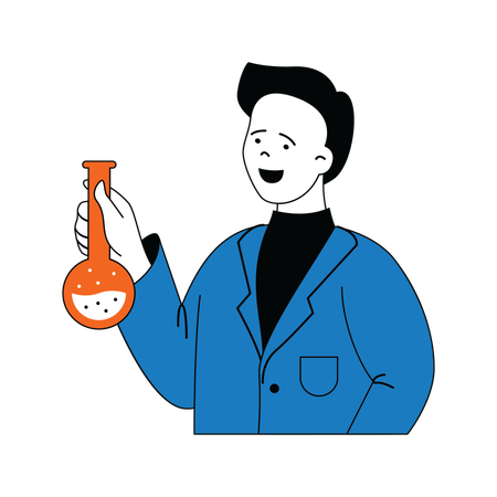 Man with beaker  Illustration