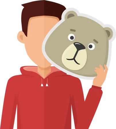 Man with Bear Mask  Illustration