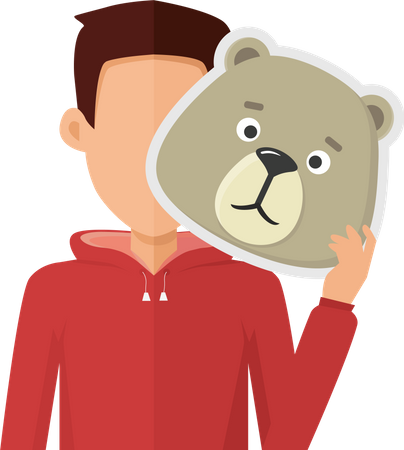 Man with Bear Mask  Illustration