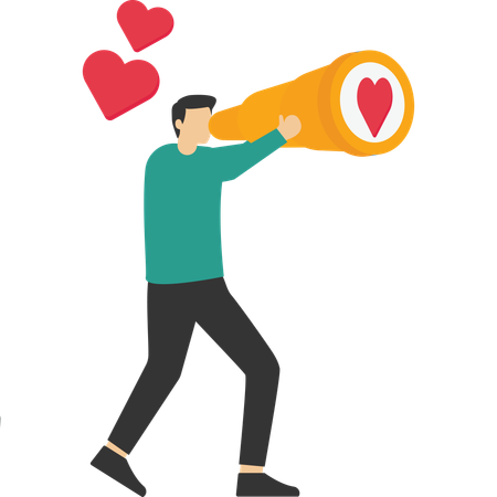 Man with big binoculars looking for love  イラスト