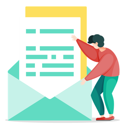 Man with big documents in envelope  Illustration