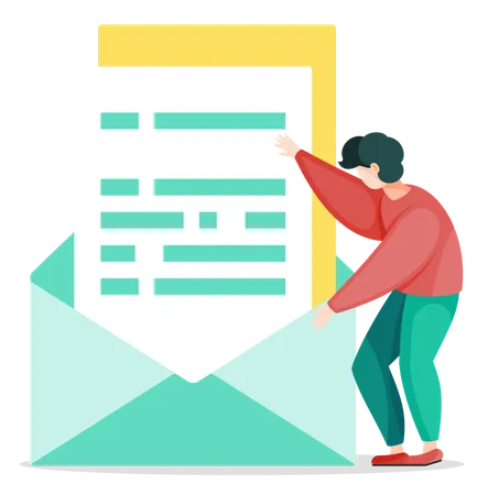 Man with big documents in envelope  Illustration