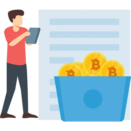 The Bucket Is Full Of Bitcoins Illustration