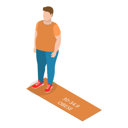 Man with Body Mass Index BMI Classification Chart  Illustration