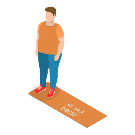 Man with Body Mass Index BMI Classification Chart  Illustration