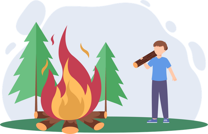 Man with bonfire  Illustration