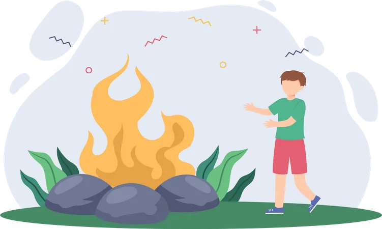 Man with bonfire  Illustration
