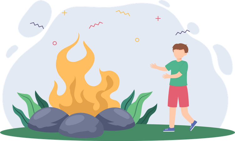 Man with bonfire  Illustration