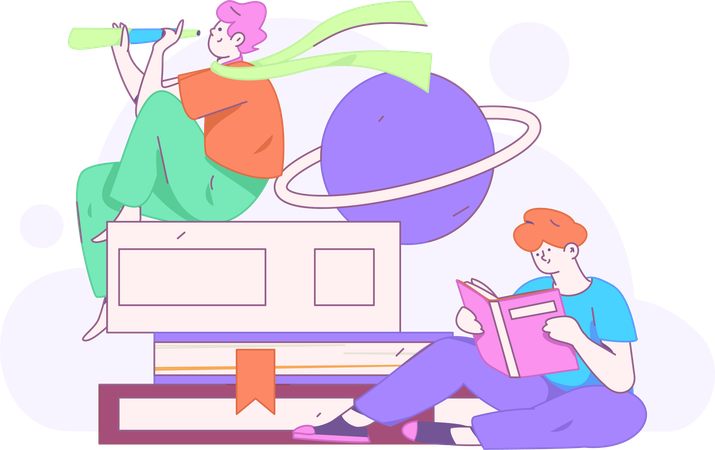 Man With Book  Illustration
