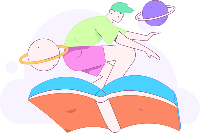 Man With Book  Illustration