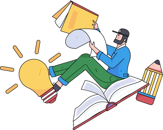 Man With Book  Illustration