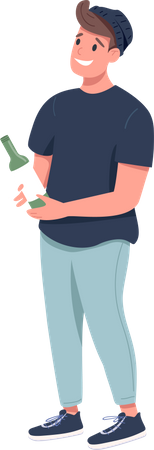 Man with bottle of wine Illustration
