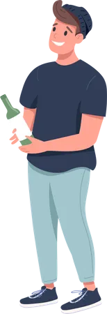 Man with bottle of wine  Illustration