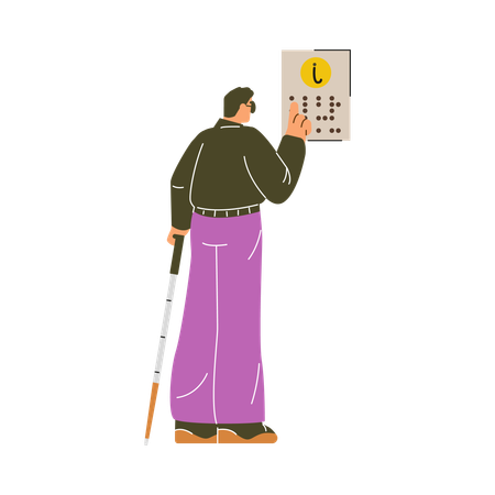 Man with Braille tactile reading accessibility  Illustration