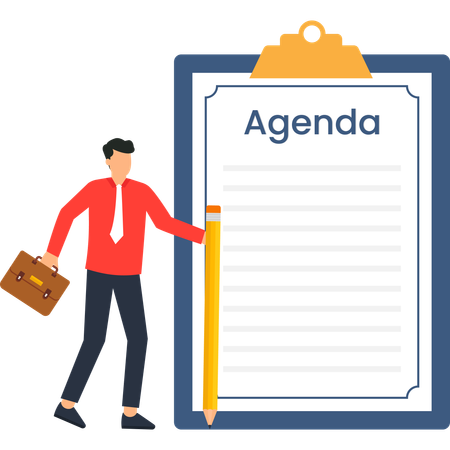 Man with Briefcase Pencil and Clipboard Planning Meeting  Illustration