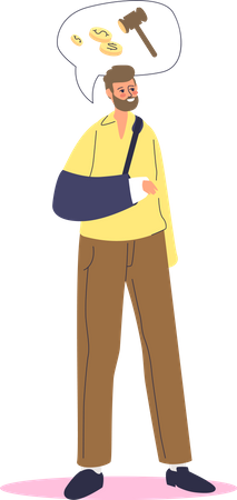 Man with broken arm in bandage  Illustration