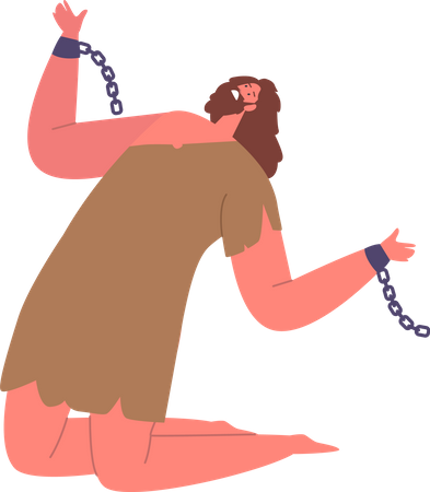 Man With Broken Chain Cuffs  Illustration