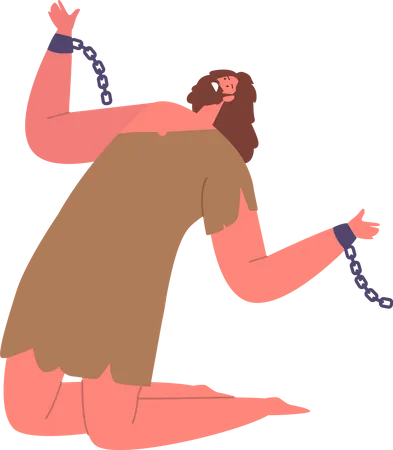 Man With Broken Chain Cuffs  Illustration