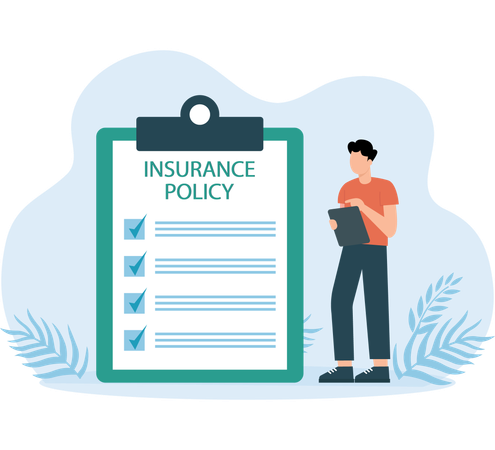 Man with business insurance policy  Illustration