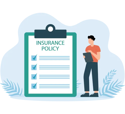 Man with business insurance policy  Illustration