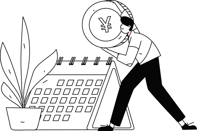 Man with Business Program  Illustration