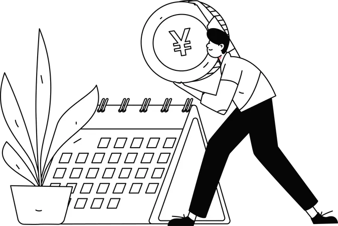 Man with Business Program  Illustration