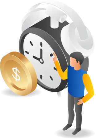 Man with business reminder alarm clock  Illustration