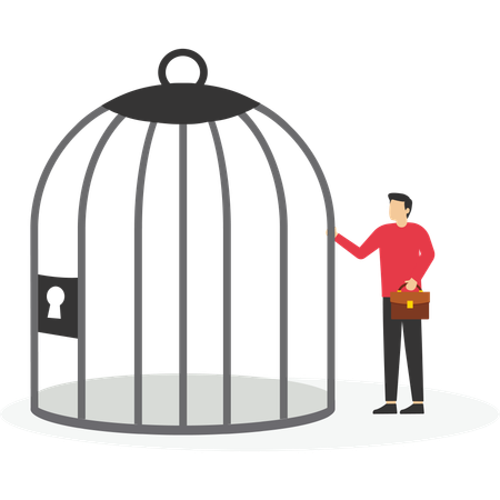 Man with cage  Illustration