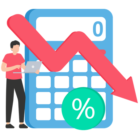 Man with Calculating loss  Illustration
