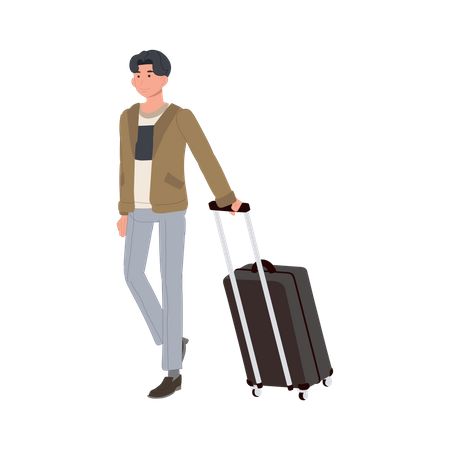 Man with Carry On Baggage  Illustration