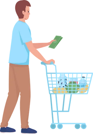 Man with cart and cash Illustration