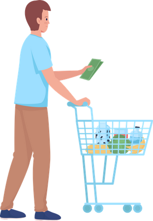 Man with cart and cash  Illustration