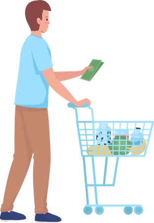 Man with cart and cash  Illustration