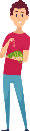 Man with chameleon  Illustration