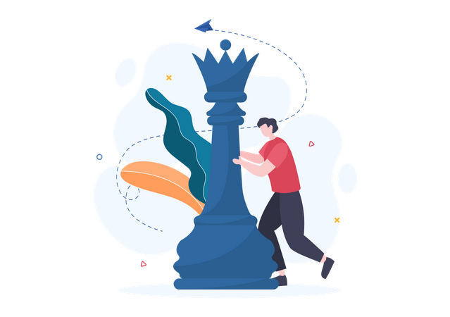 Man with chess piece Illustration